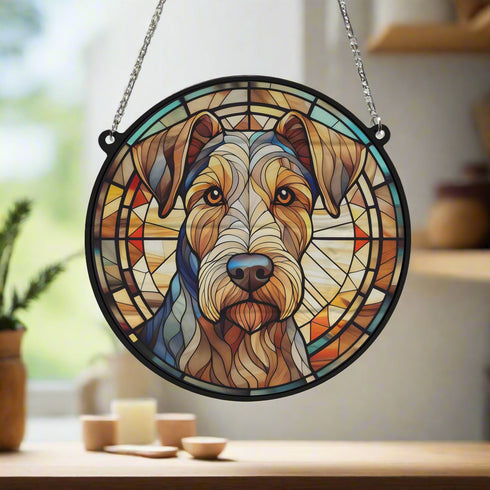 Airedale Terrier Stained Glass Effect Suncatcher